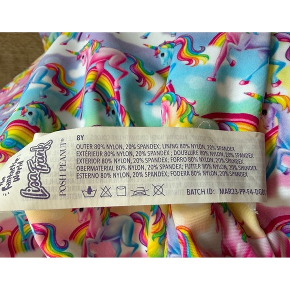 Lisa Frank X Posh Peanut Dancing Dolphins Unicorn Reversible Swimsuit Girls Sz 8 - Picture 9 of 9